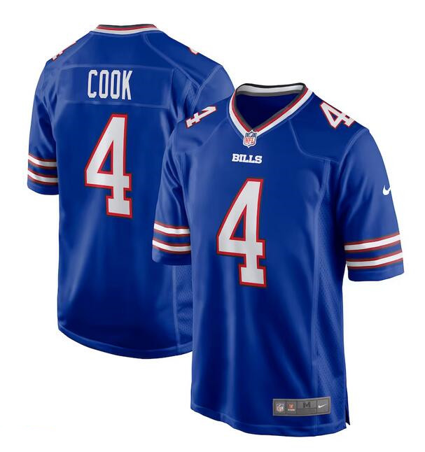 Men's Buffalo Bills #4 James Cook Blue Football Stitched Game Jersey - Click Image to Close